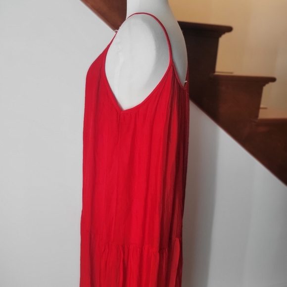 BELLA AMBRA Silk Blend Red Dress Size M Tiered Maxi New - Picture 6 of 8
